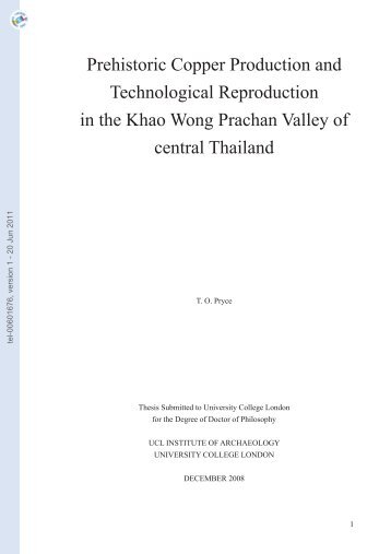 Prehistoric copper production and technological reproduction in the ...