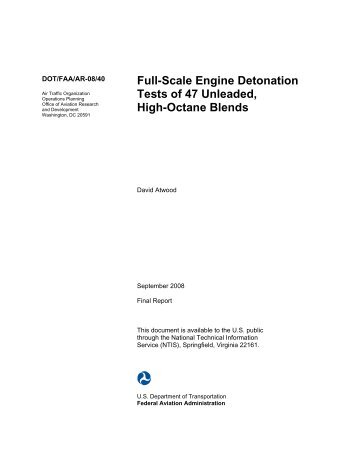 Full-Scale Engine Knock Tests of 30 Unleaded, High-Octane ... - FAA
