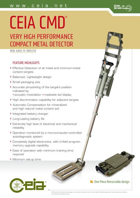 veRY high PeRfORmance cOmPact metal detectOR - CEIA S.p.A.
