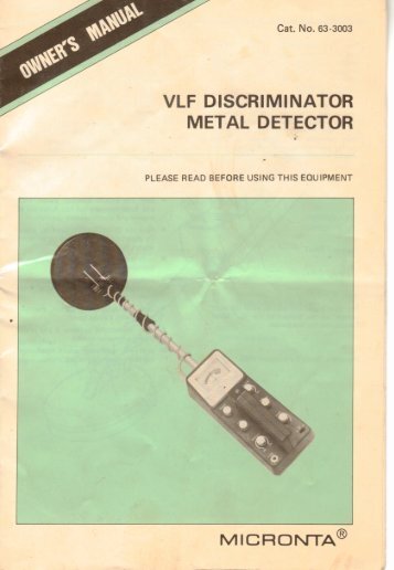 VLF DISCRIMINATOR METAL DETECTOR - Webdingers