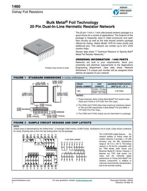 Bulk Metal® Foil Technology 20 Pin Dual-In-Line Hermetic Resistor ...