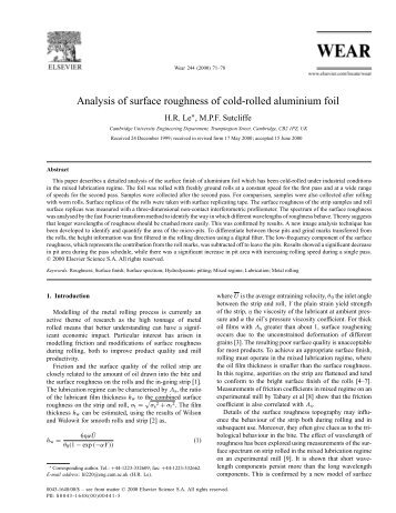 Analysis of surface roughness of cold-rolled aluminium foil