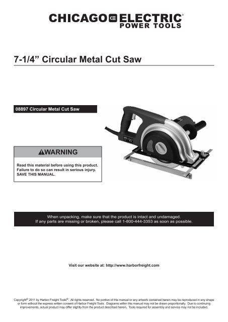 7 1 4 Circular Metal Cut Saw Harbor Freight Tools