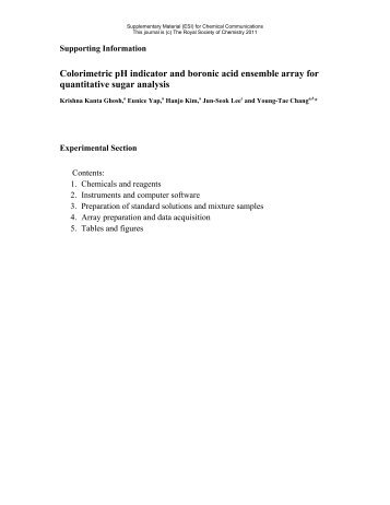 Colorimetric pH indicator and boronic acid ensemble array for ...