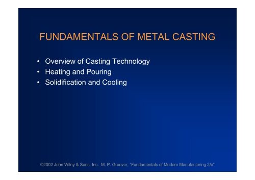 FUNDAMENTALS OF METAL CASTING