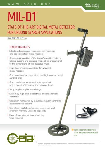 State-Of-tHe-aRt DigitaL MetaL DetectOR FoR ... - CEIA S.p.A.