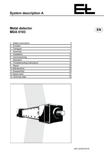 System description A EN Metal detector MDA 0103 - Erhardt-Leimer ...