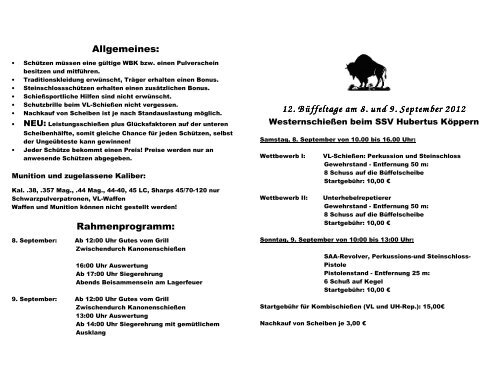 Büffeltage 2012 Flyer - SSV Hubertus Köppern von 1962 eV