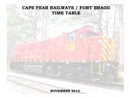 Cape Fear Railways Timetable - Fort Bragg