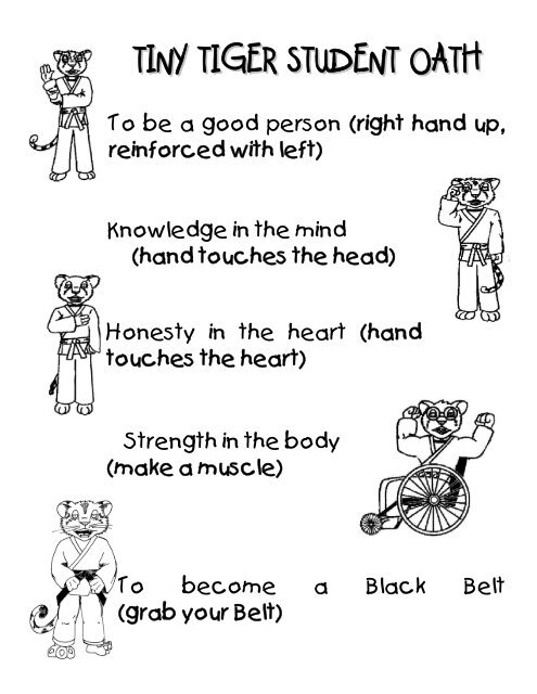 tiny tiger student oath - Master Dendy's ATA Martial Arts Academy