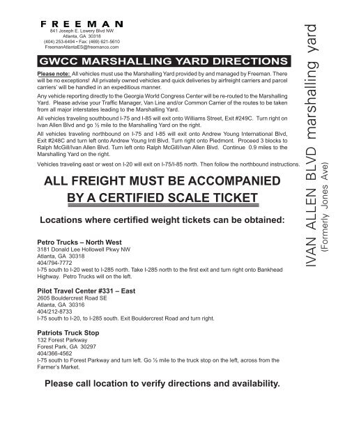 gwcc marshalling yard directions