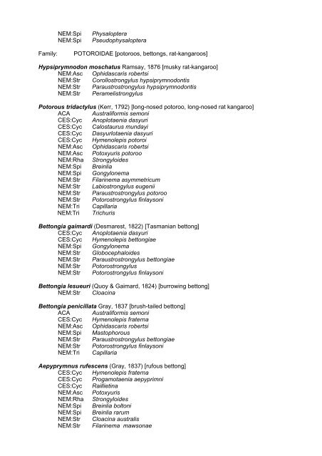 helminth parasites in mammals