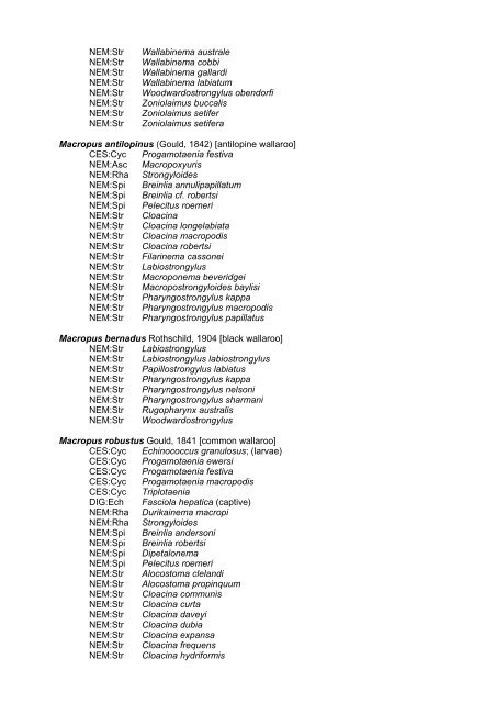 helminth parasites in mammals