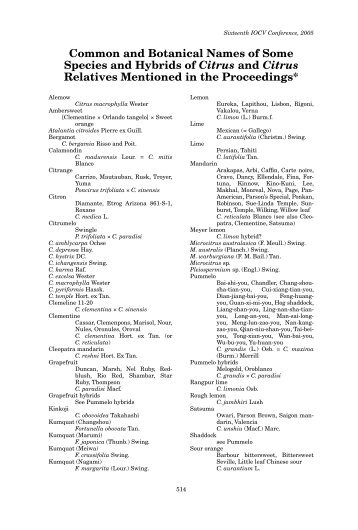 Common and Botanical Names of Some Species and Hybrids ... - IVIA