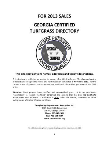 Georgia Certified Turf Grass Directory - Georgia Crop Improvement ...