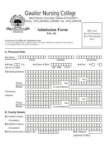 Application Form - Gwalior Nursing College