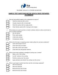 SAMPLE TEST QUESTIONS MOTOR VEHICLE BODY REPAIRER ...