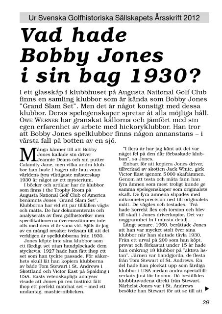 Nyskriven artikel av Owe Werner om Bobby Jones - Golflinks