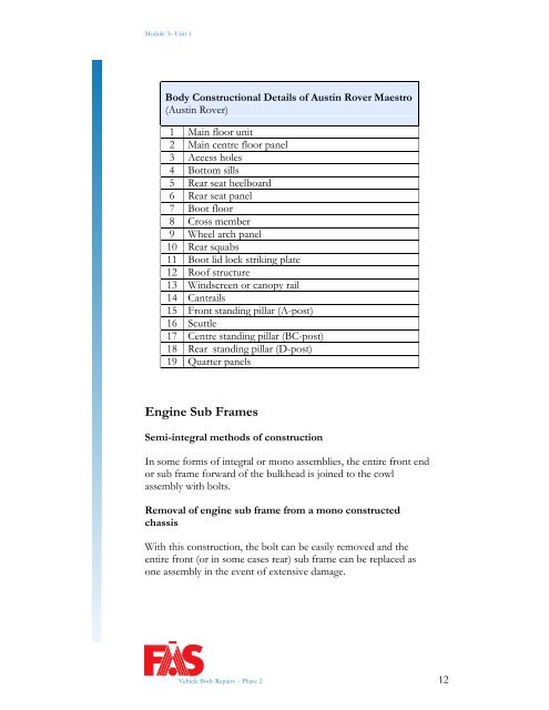 TRADE OF VEHICLE BODY REPAIR - eCollege