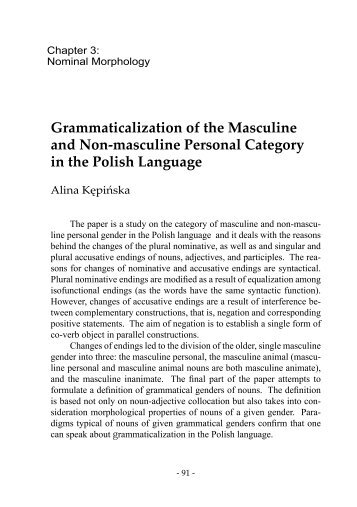 Grammaticalization of the Masculine and Non-masculine Personal ...