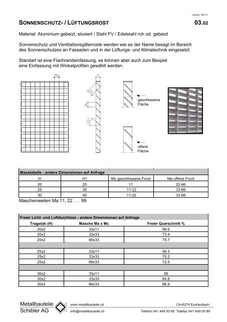 GITTERROSTE IN ALUMINIUM - Metallbauteile Schibler AG