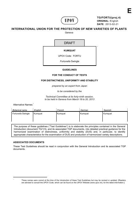 Kumquat - International Union for the Protection of New Varieties of ...