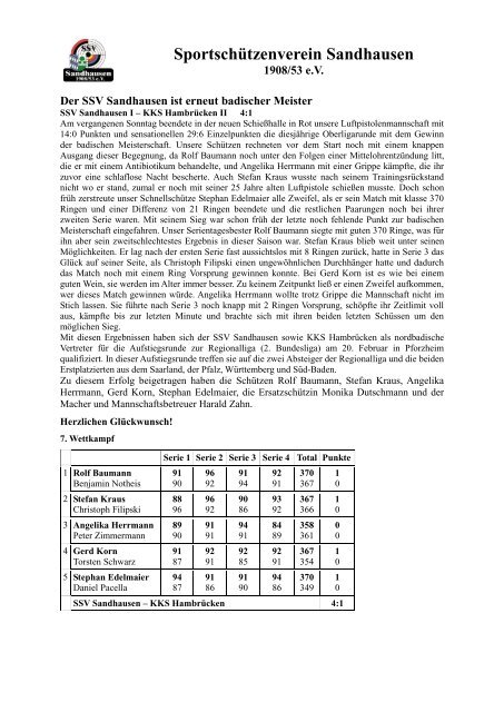 Gemeindeblatt vom 21.01.2011 - SSV Sandhausen