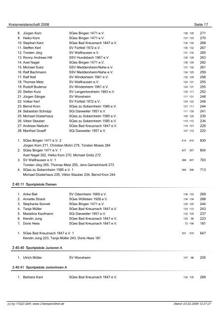 gesamten Ergebnisliste - Sportschützenverein St. Hubertus ...