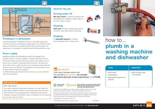 How To Plumb In A Washing Machine And Dishwasher B Q
