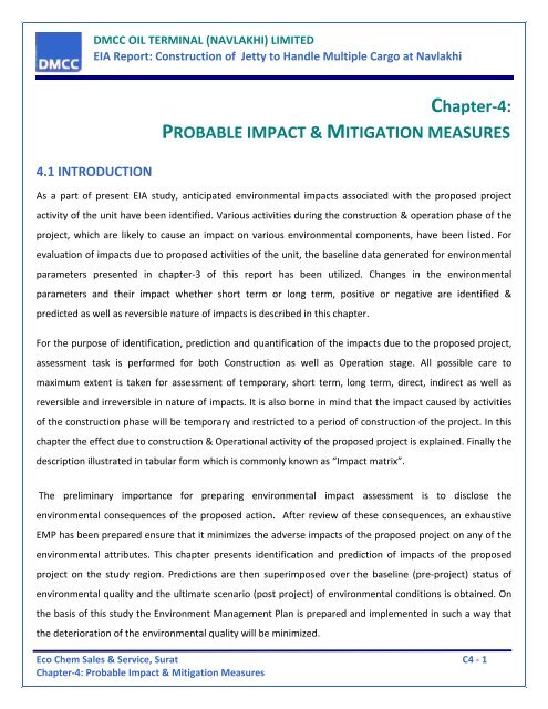 Chapter-4: PROBABLE IMPACT & MITIGATION MEASURES