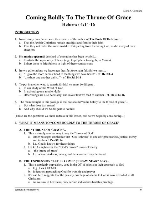 The Epistle To The Hebrews - Executable Outlines