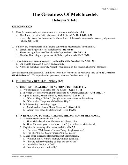 The Epistle To The Hebrews - Executable Outlines