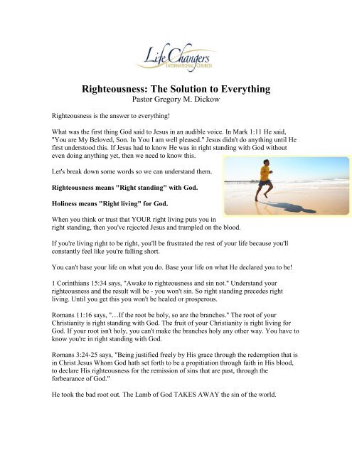Righteousness The Solution To Everything Gregory Dickow Ministries