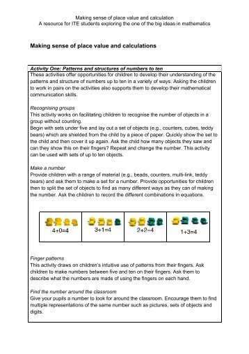 Making sense of place value and calculations - Learning Wales