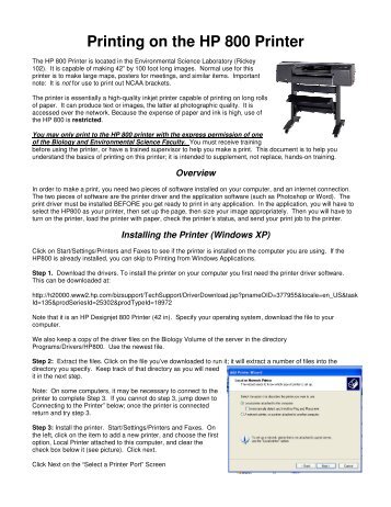 Printing on the HP 800 Printer - Marietta College