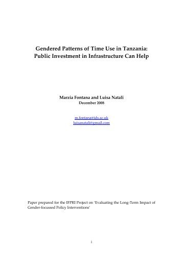 Patterns of time use in Tanzania: how to make public investment in ...