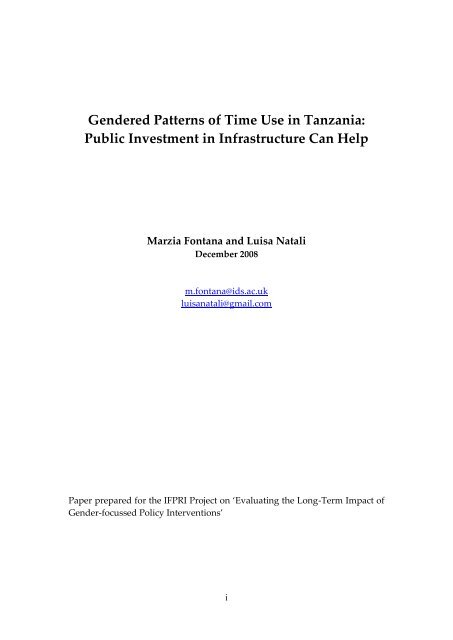 Patterns of time use in Tanzania: how to make public investment in ...