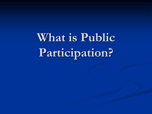 What is Public Participation?