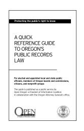 A Quick Reference Guide to Oregon's Public Records Law