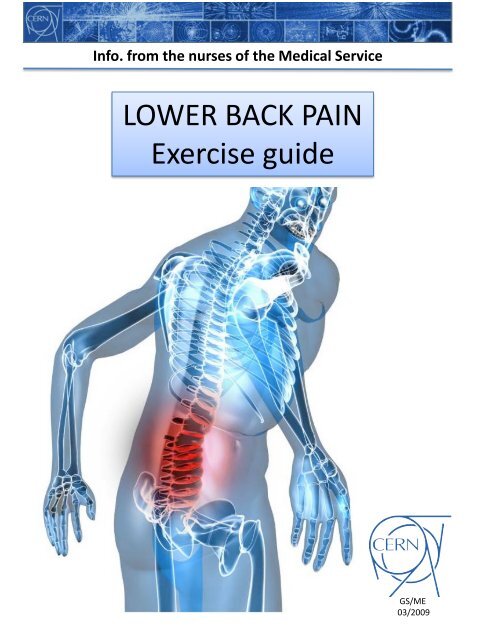 LOWER BACK - PAIN EXERCISE GUIDE One of the core messages