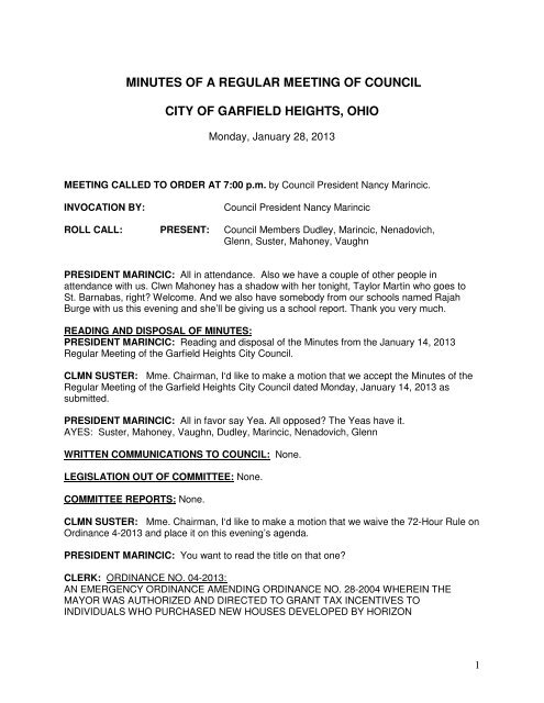 1-28-2012 - The City of Garfield Heights