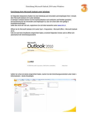 Einrichtung Ihres Microsoft Outlook unter Windows