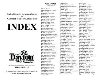 Latin Name to Common Name - Dayton Nursery & Garden Center