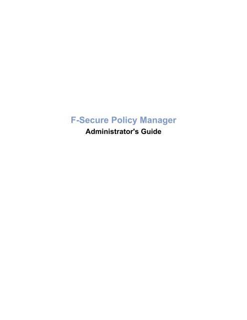 F-Secure Policy Manager