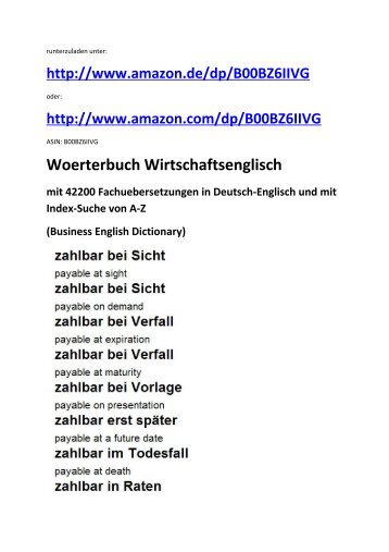 german-english Business English Dictionary Woerterbuch Wirtschaftsenglisch