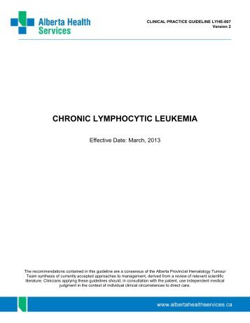 Chronic Lymphocytic Leukemia - Alberta Health Services