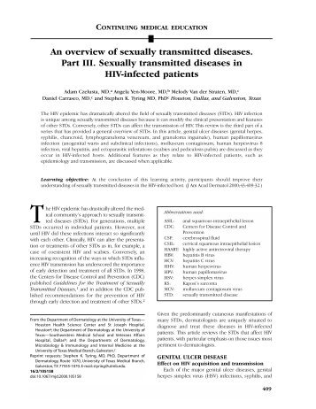 An overview of sexually transmitted diseases. Part III ... - Dermatology