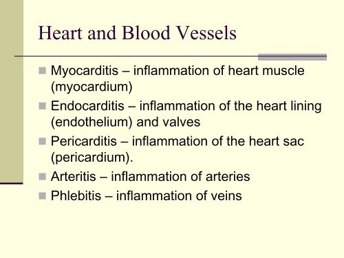 Infectious Diseases: Cardiovascular & Lymphatic System