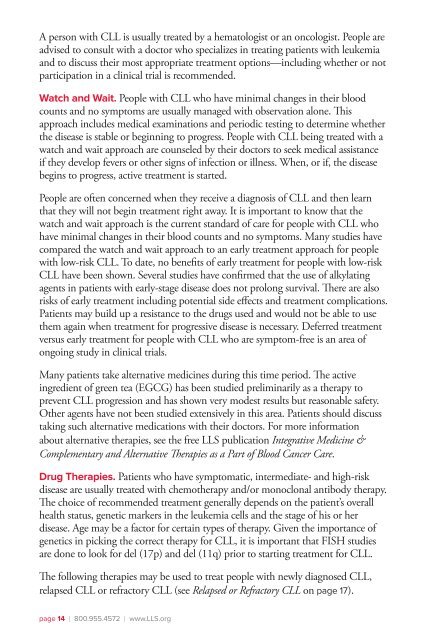 Chronic Lymphocytic Leukemia - The Leukemia & Lymphoma Society