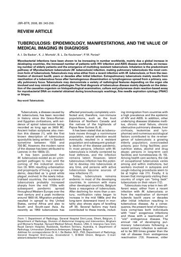 REVIEW ARTICLE TUBERCULOSIS: EPIDEMIOLOGY ... - rbrs